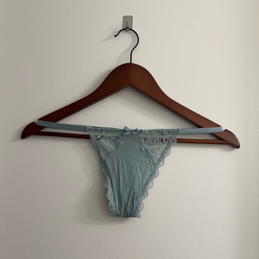 green silky thong